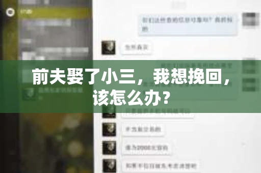 前夫娶了小三，我想挽回，该怎么办？