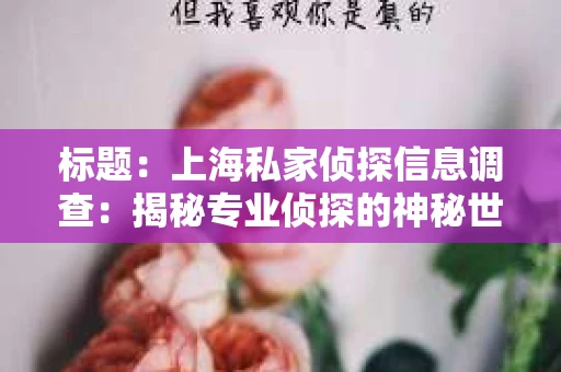标题：上海私家侦探信息调查：揭秘专业侦探的神秘世界