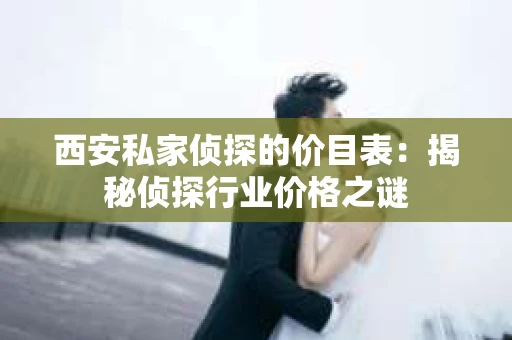 西安私家侦探的价目表：揭秘侦探行业价格之谜